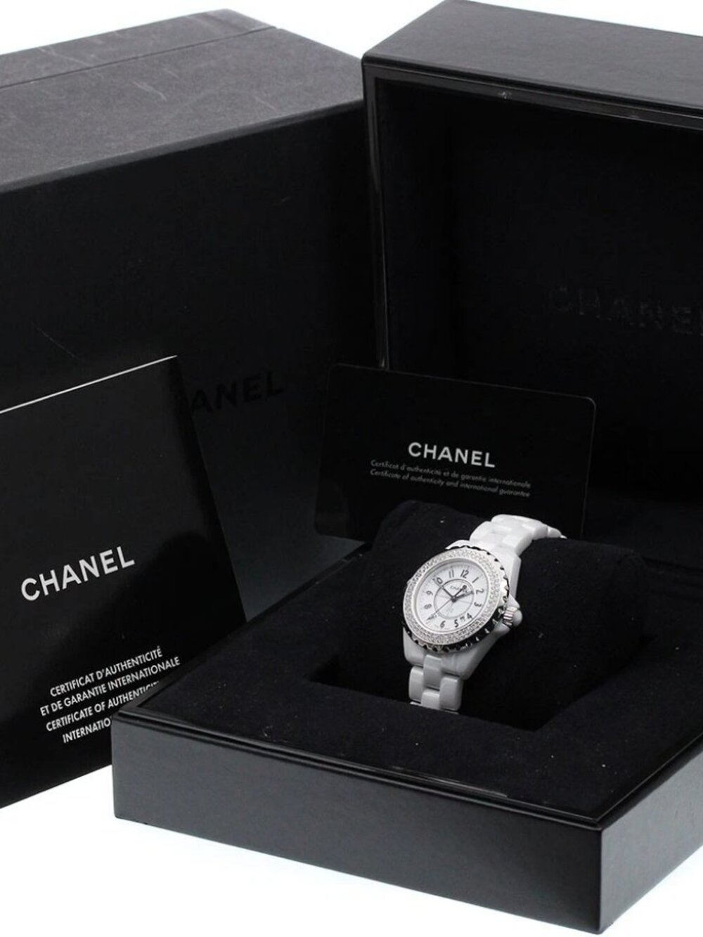 CHANEL J12 H0967 Diamond Bezel White Ceramic Date Quartz Ladies - Picture 2 of 7
